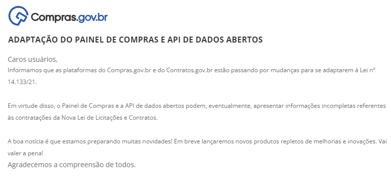 Aviso Compras.gov.br